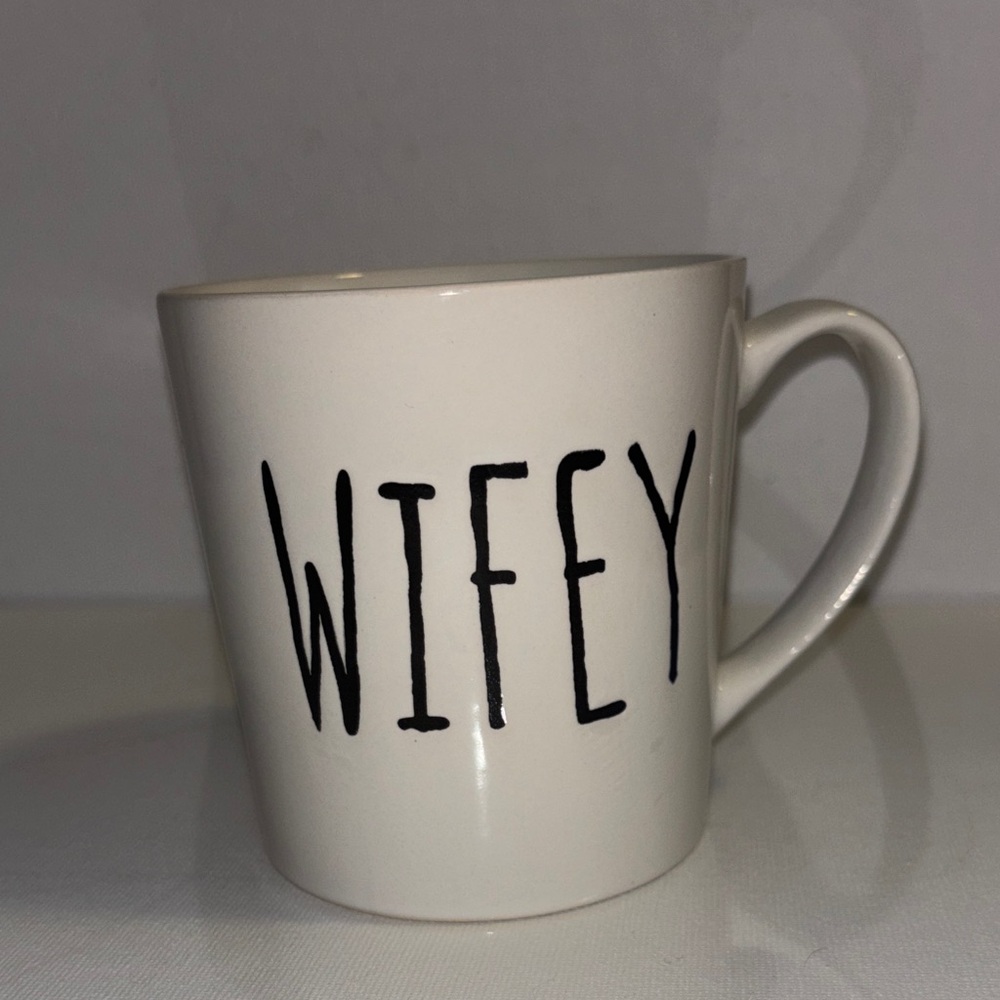 PMI Stoneware 'Wifey' White Ceramic Coffee Mug Minimalist
